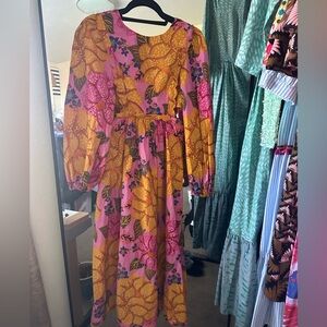 FARM Rio Pink and Yellow Floral Dress